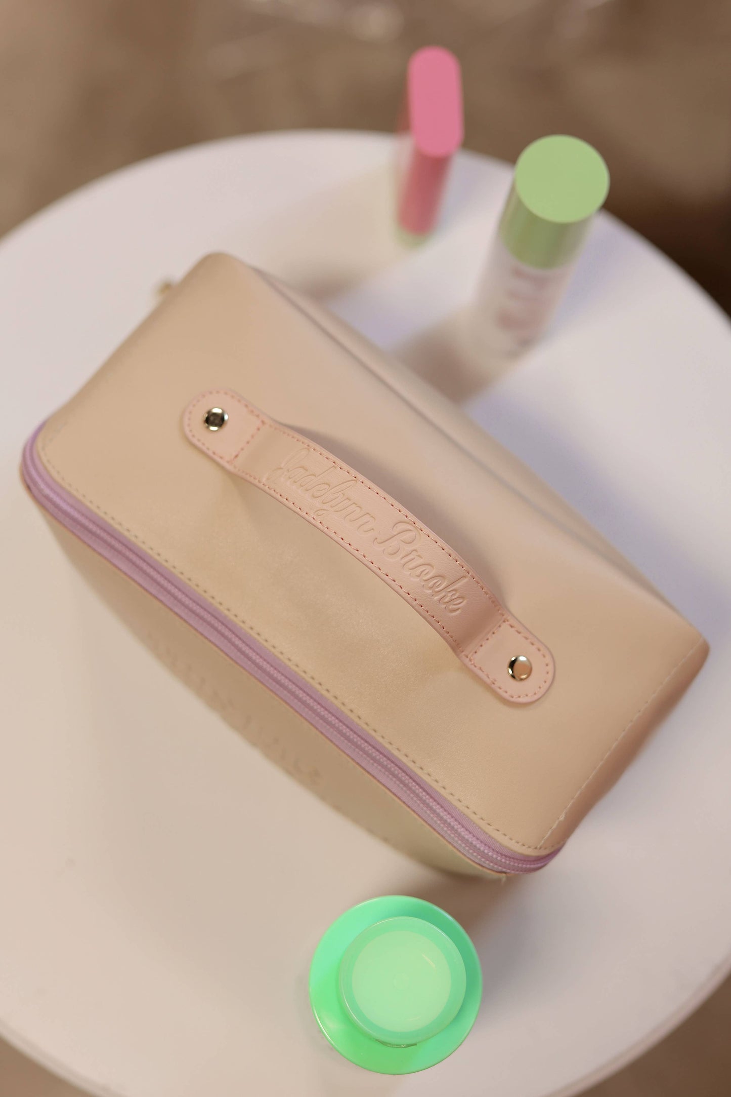 This Bag Contains My Face-Hold All Make Up Bag(Tan/Lavender)