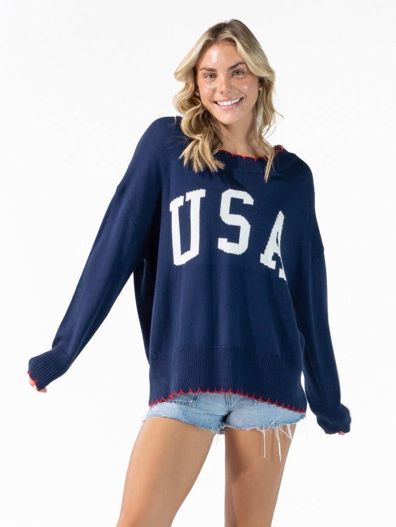 USA Simply Southern Sweater - Navy