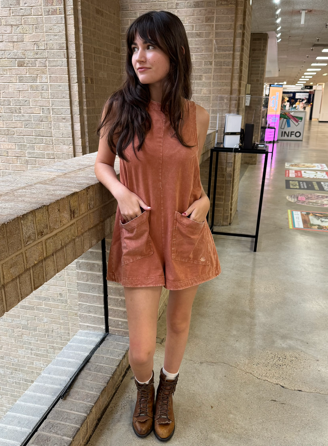 Tailgate Romper- Vintage Orange