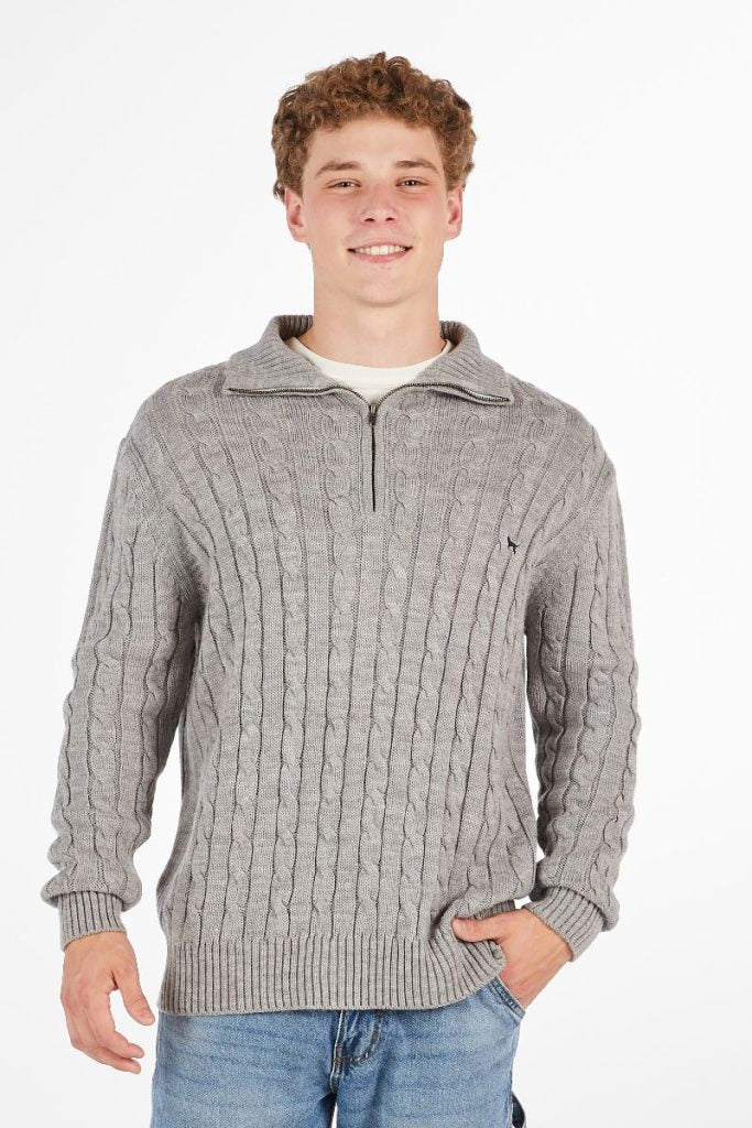 Simply Southern Men’s Grayson 1/4 Zip Sweater - Gray