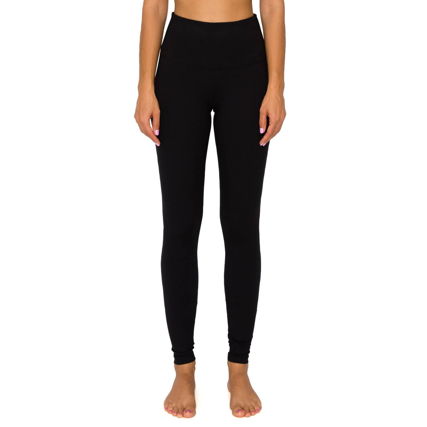 5" Yoga Band Premium Solid Activewear Leggings: Black