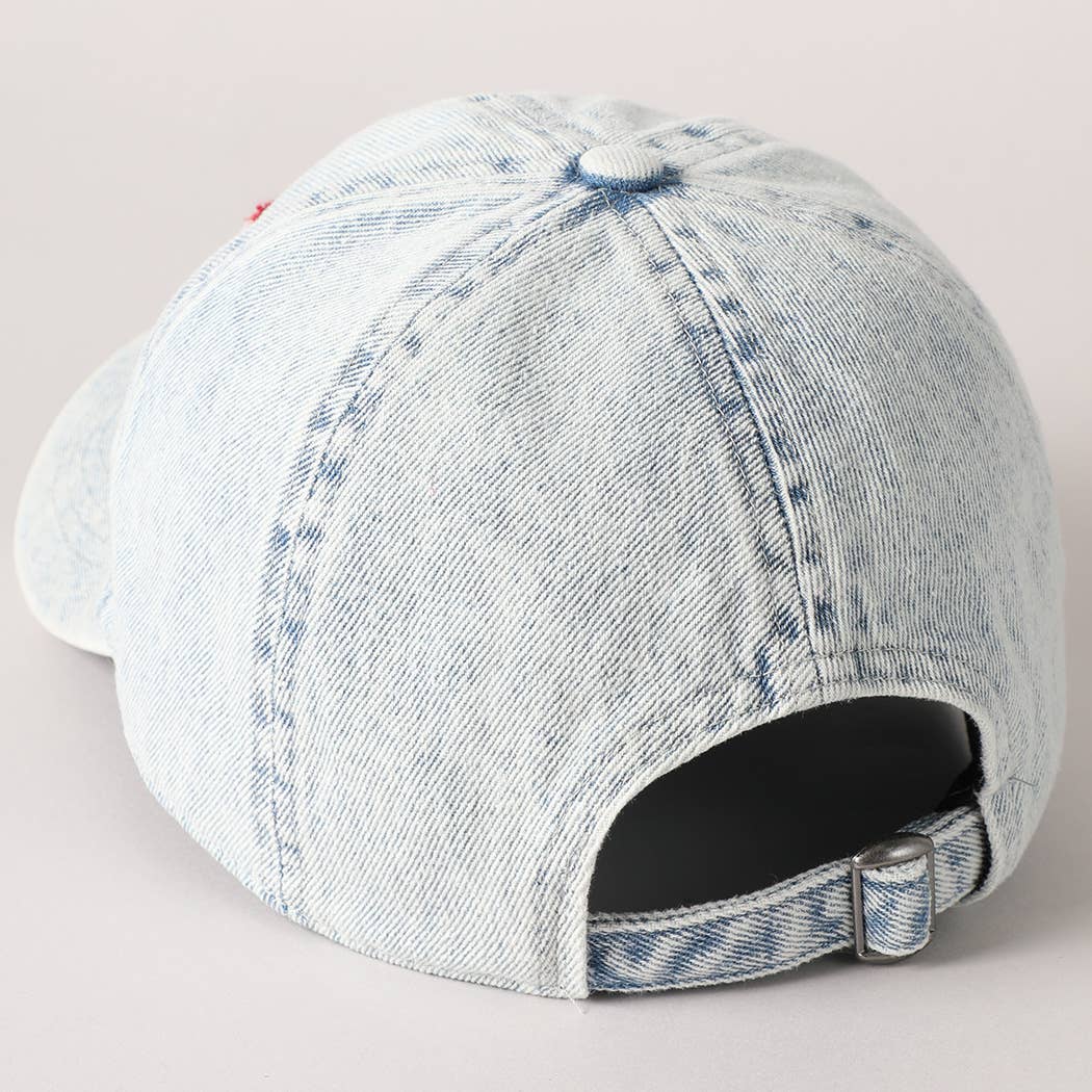 USA Letter Chenille Patch Baseball Cap: LT BLUE