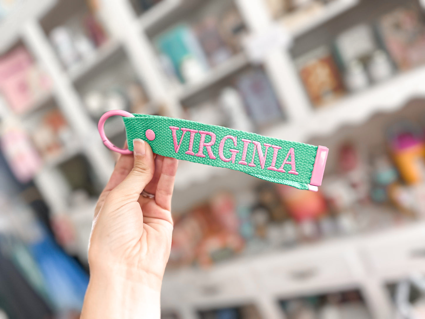 VA Custom Keychain - Kelly Green + Pink