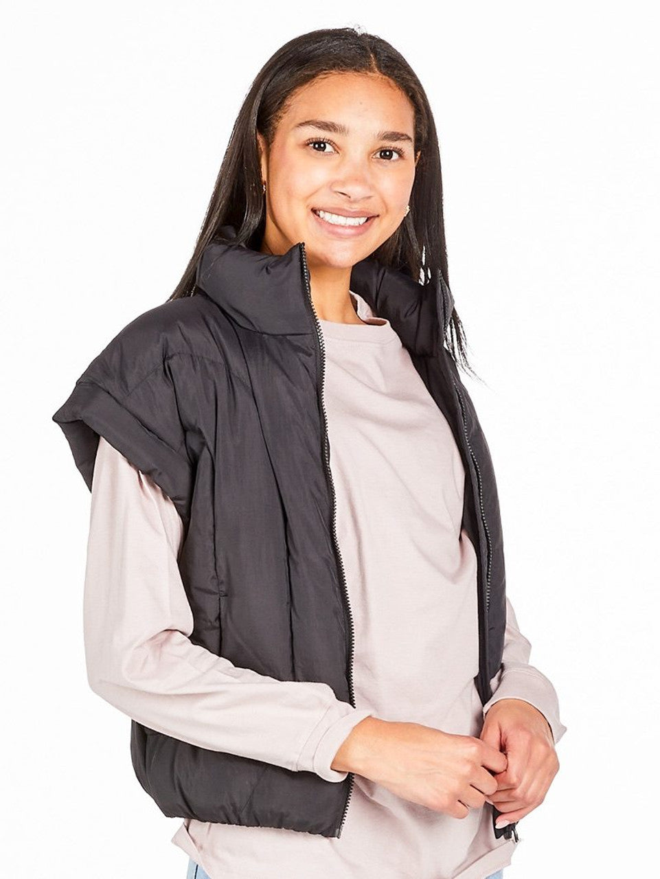 Simply Southern Lottie Puffy Vest - Black