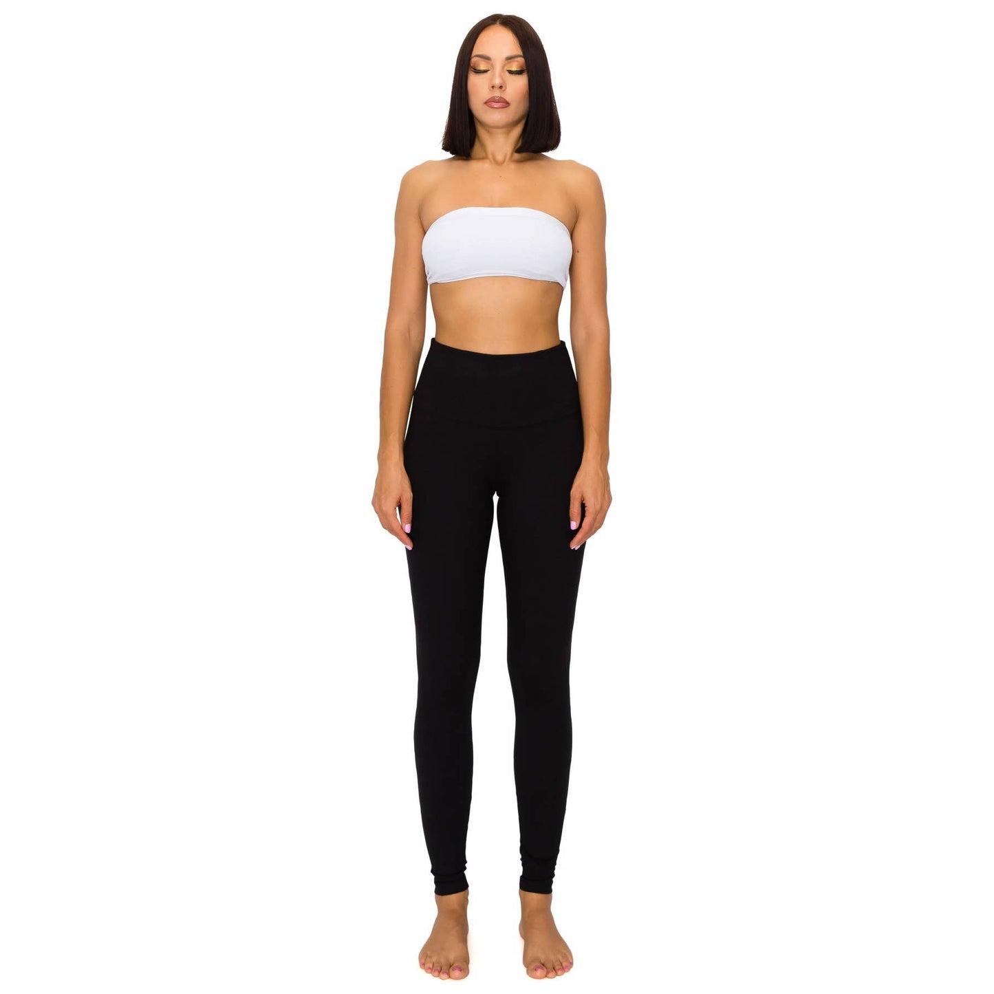 5" Yoga Band Premium Solid Activewear Leggings: Black