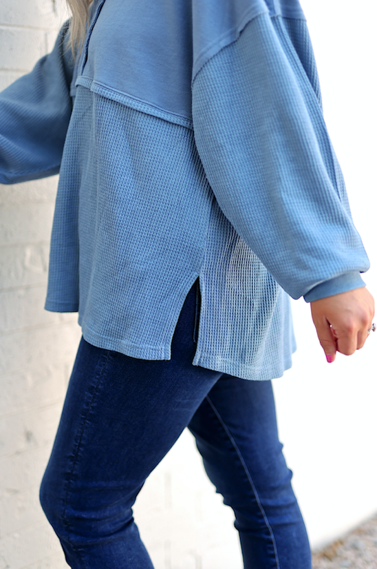 Ready or Not Waffle Quarter Zip - (Cobalt)