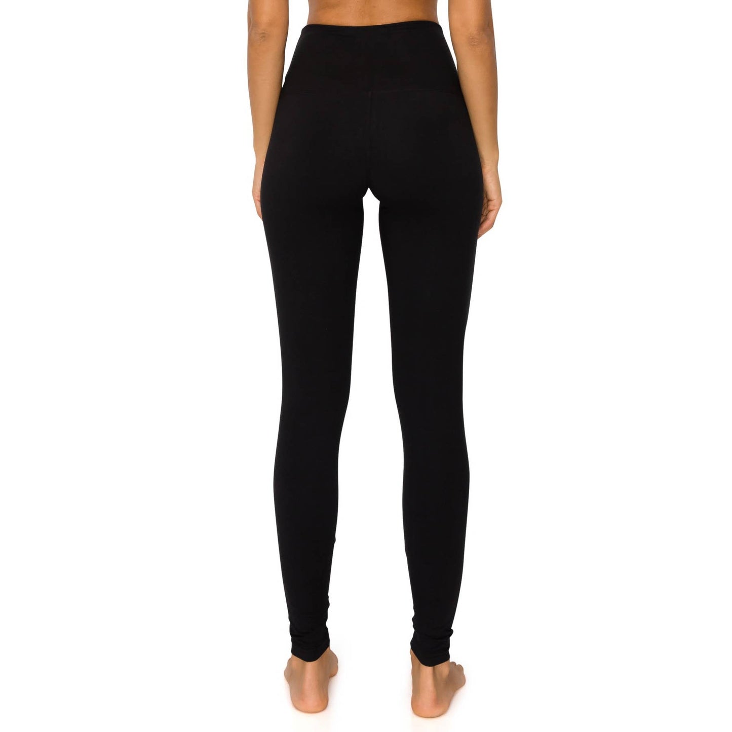 5" Yoga Band Premium Solid Activewear Leggings: Black