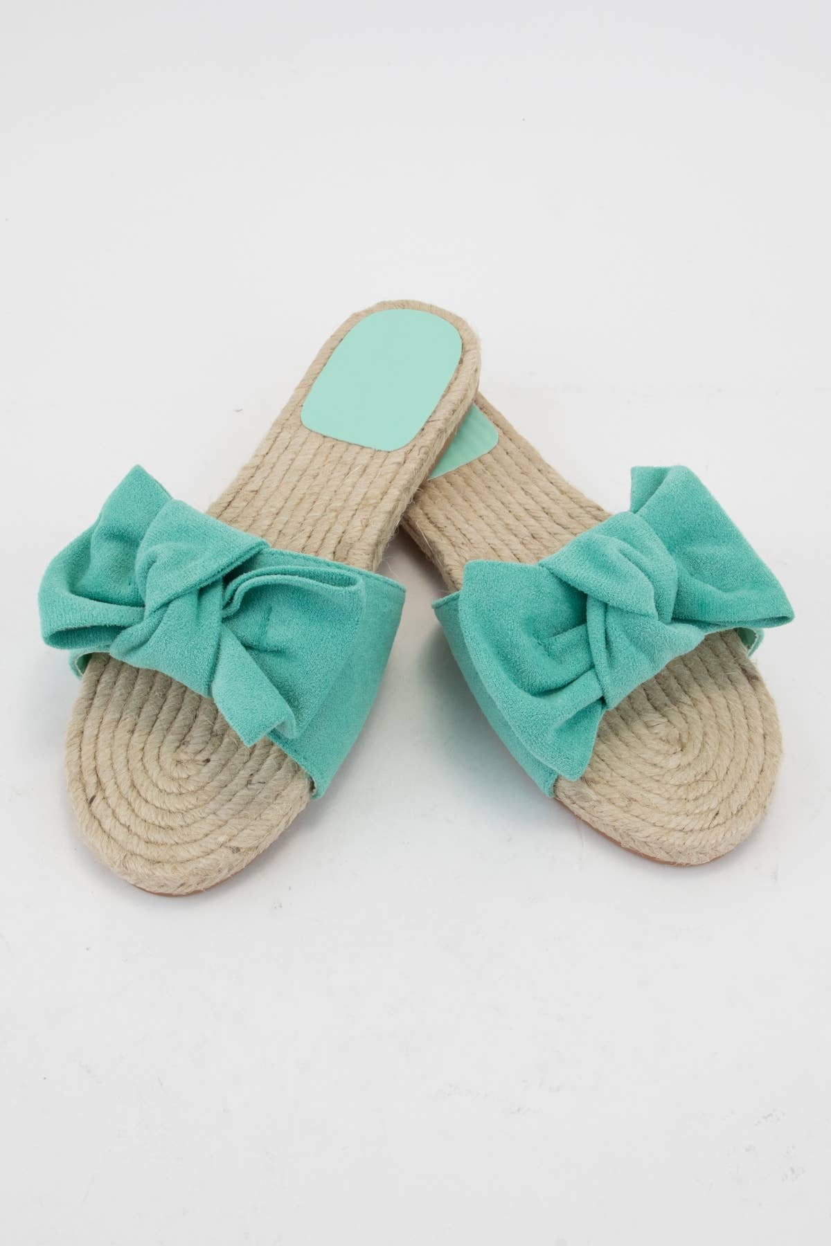 Aileen Oversized Bow Espadrille Slide Sandals: Mint