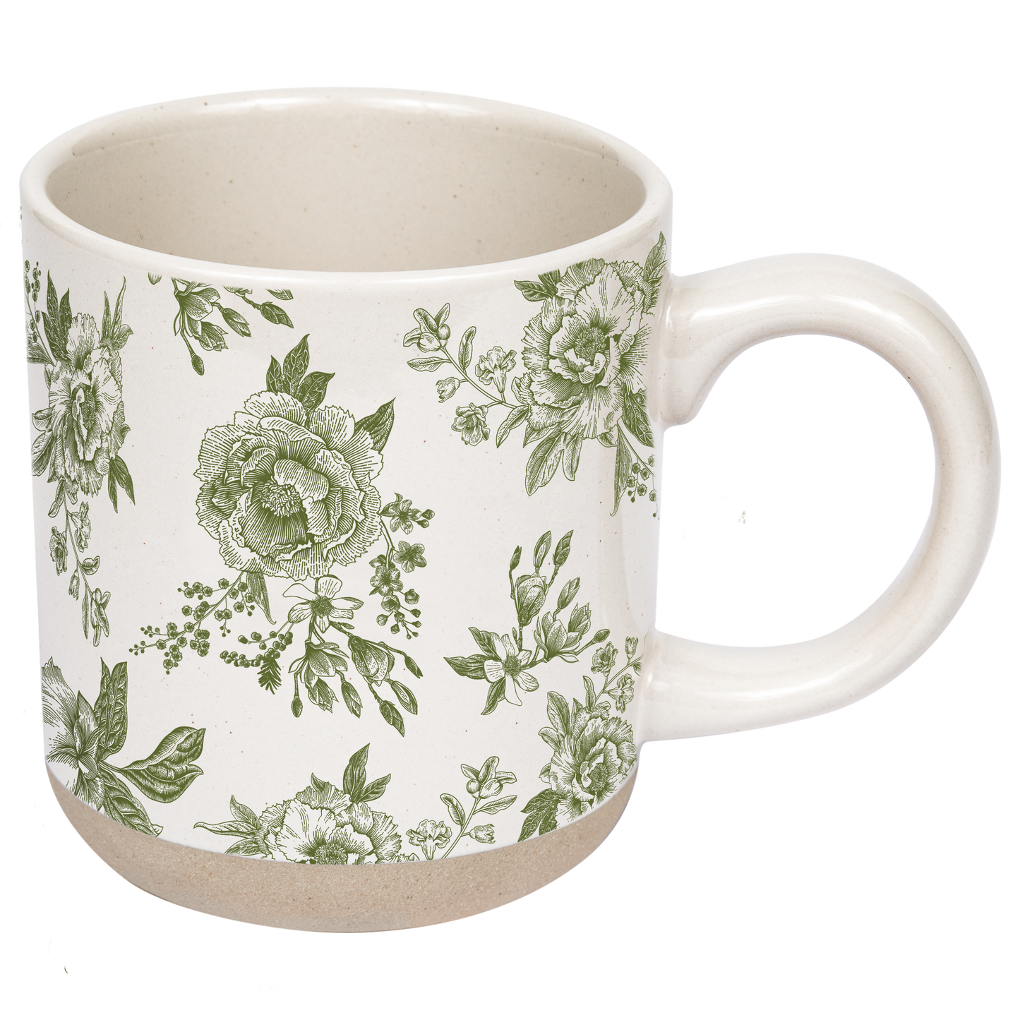 Green Delft Stoneware Coffee Mug - Spring Home Decor
