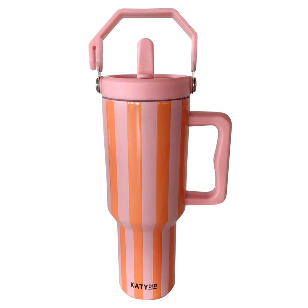 Pink and Orange Striped 38 Oz Cabana Jug Tumbler: Pink and Orange Stripe