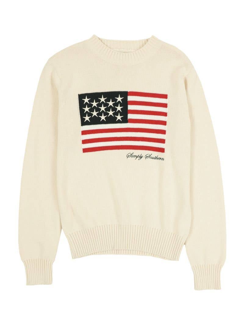 Simply Southern Women’s Preppy USA Flag Sweater