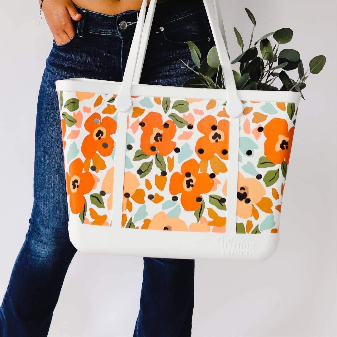 Carry-It-All Tote Bag-Rubber Beach Bag- Everlasting Blooms