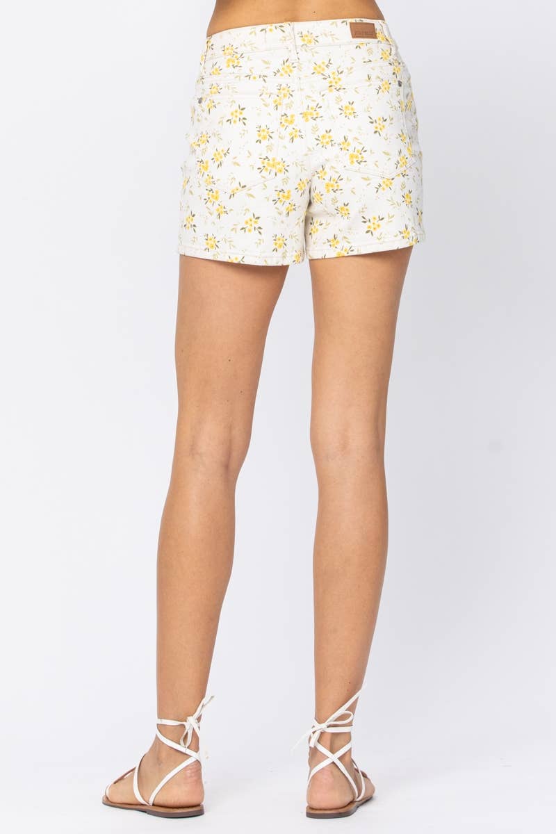 Judy Blue Flower Print Shorts