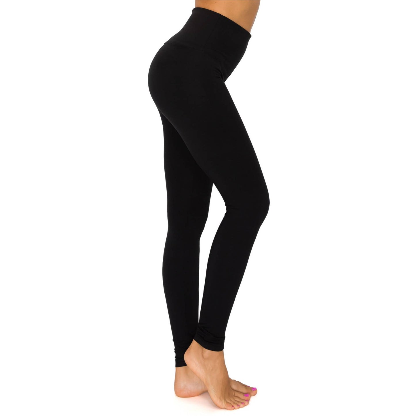 5" Yoga Band Premium Solid Activewear Leggings: Black