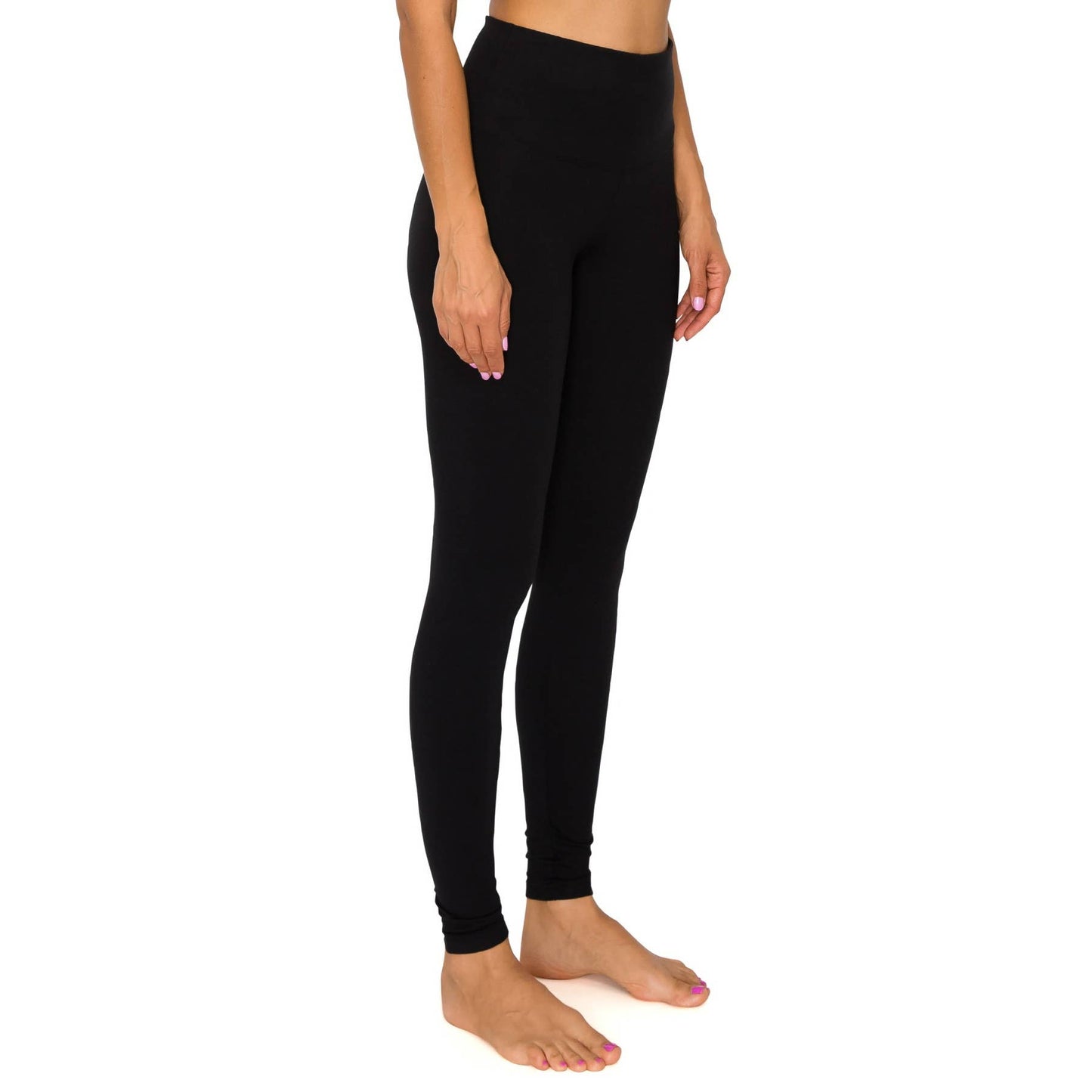 5" Yoga Band Premium Solid Activewear Leggings: Black
