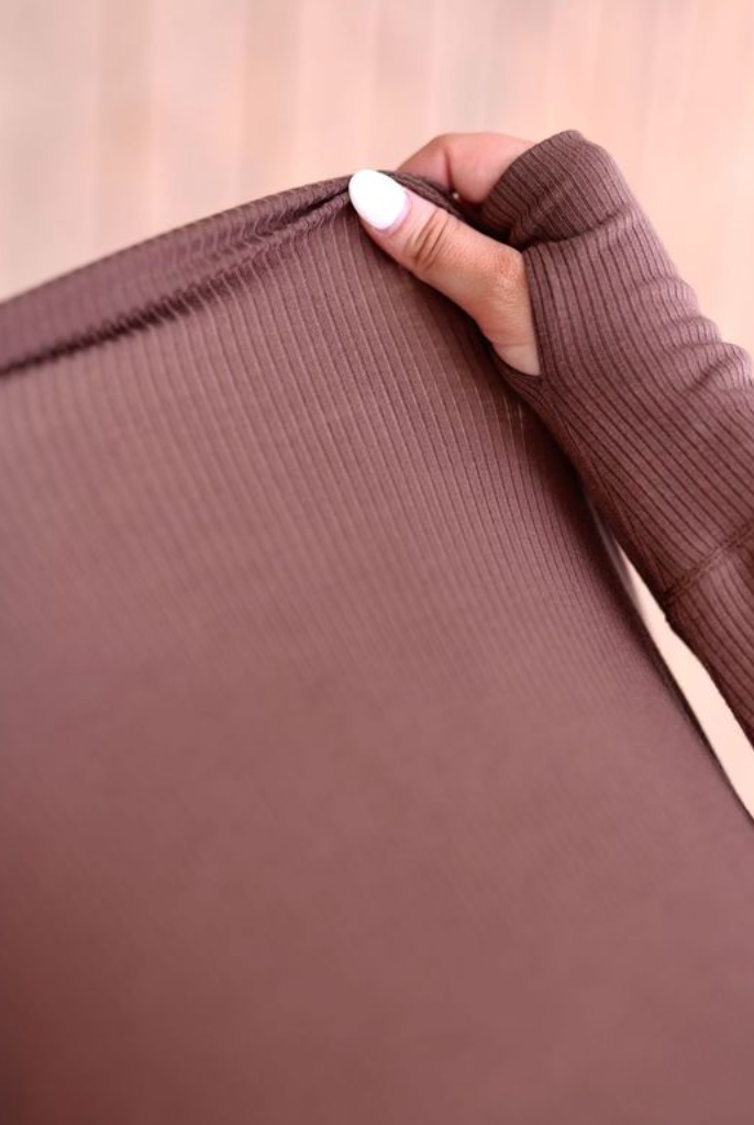 Never Better Ribbed Light Weight LS - Espresso