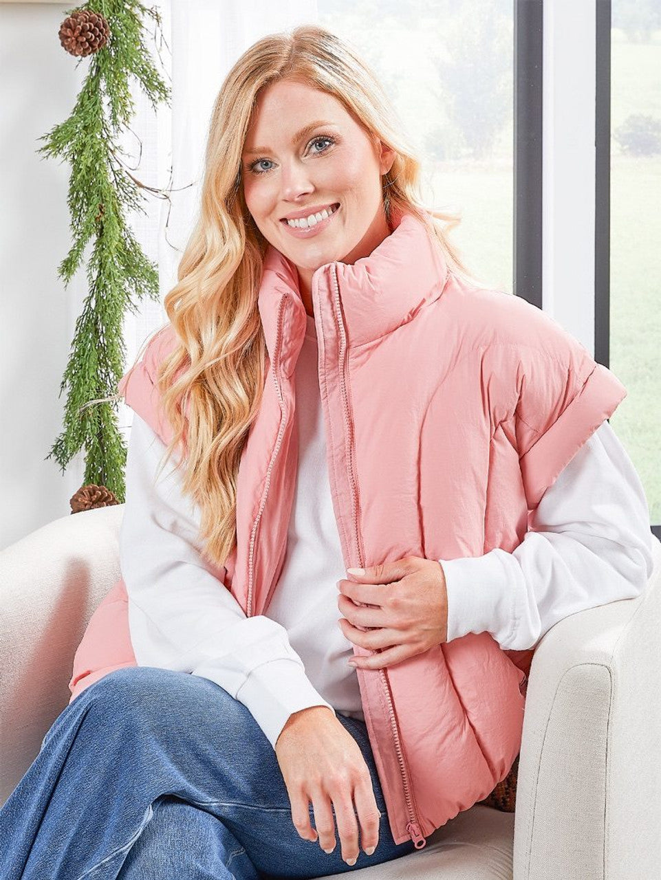 Simply Southern Lottie Puffy Vest - Petal Pink