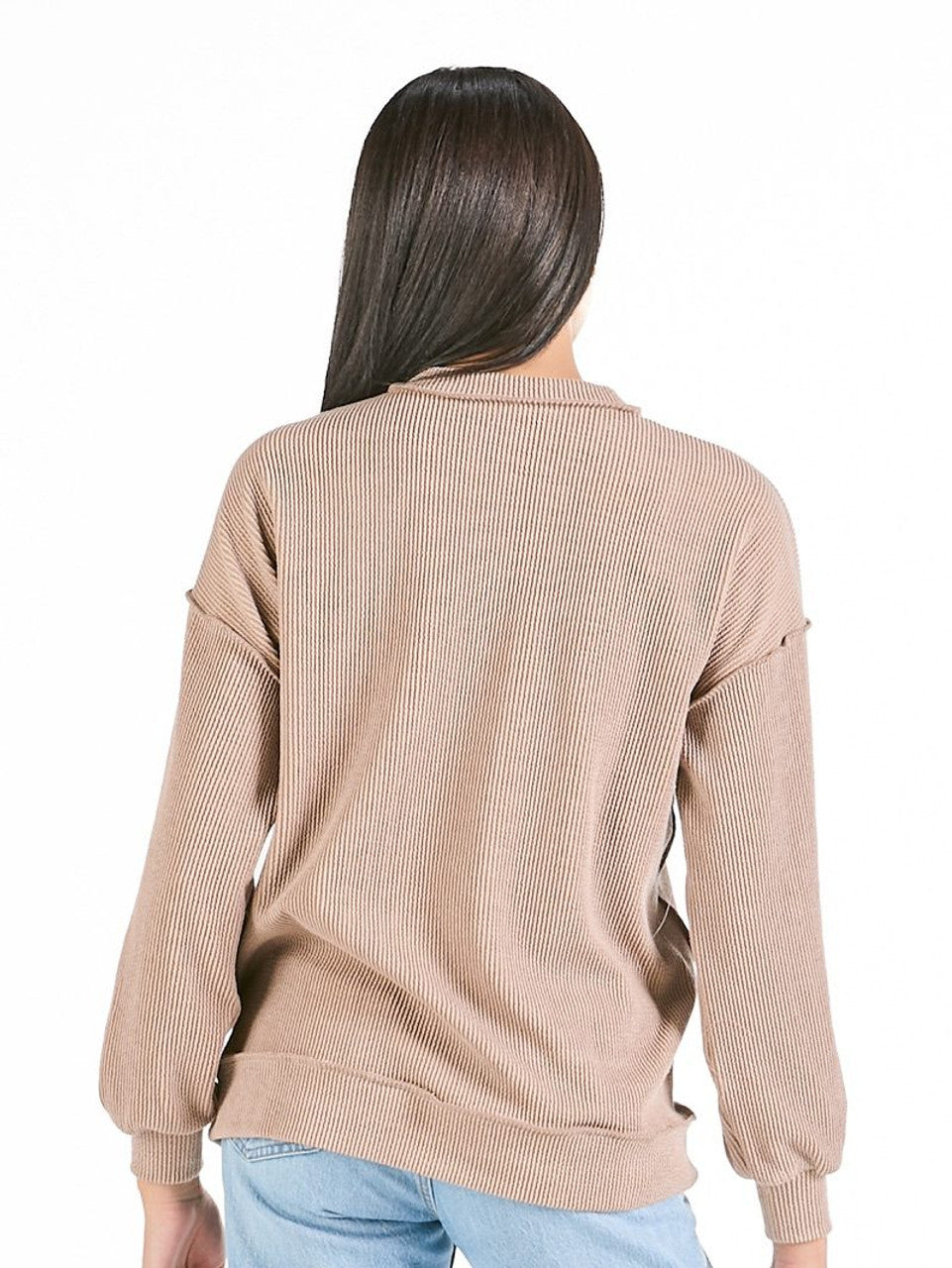 Simply Southern Knit Collar Top - Umber/Tan