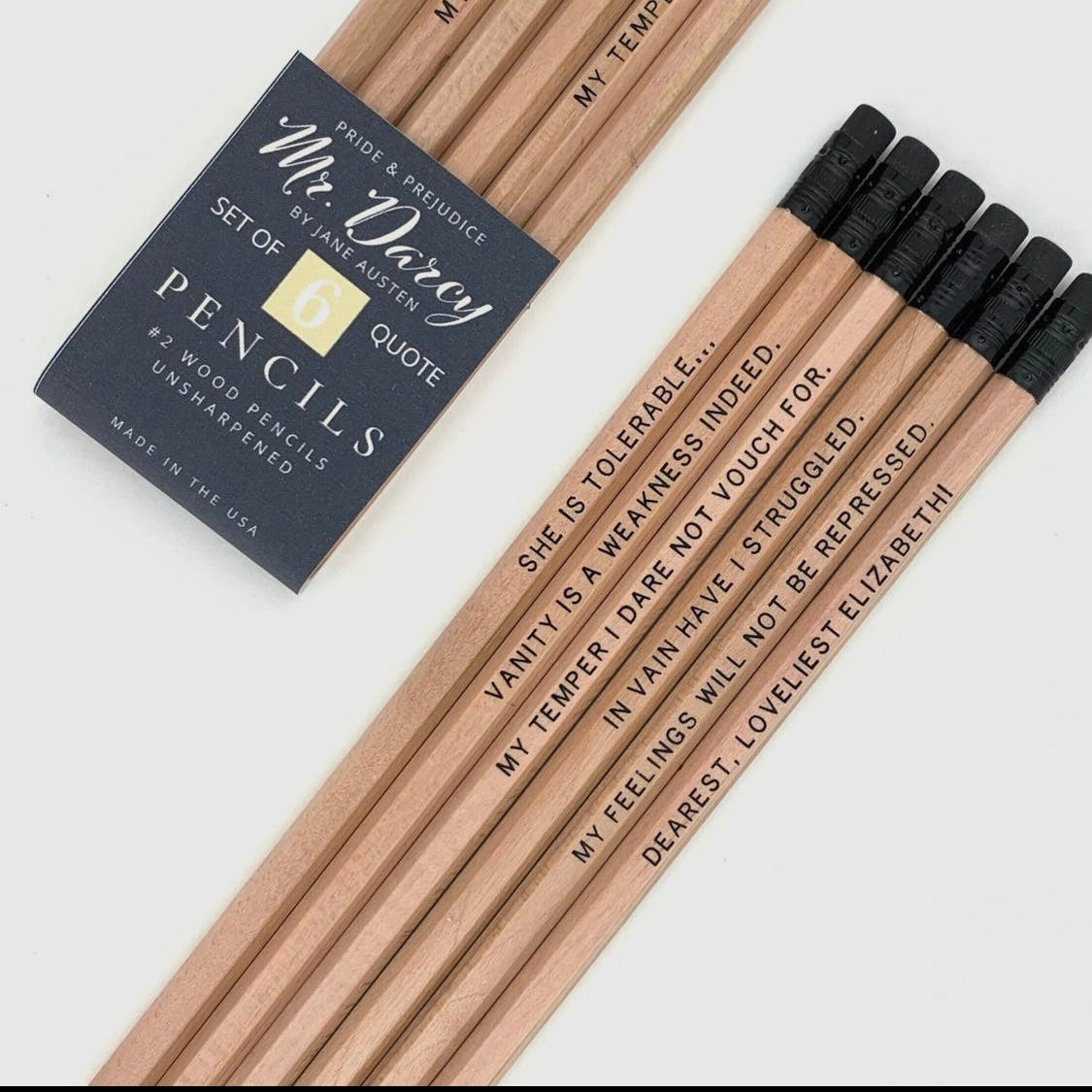 Pride & Prejudice Mr. Darcy Quote Pencils