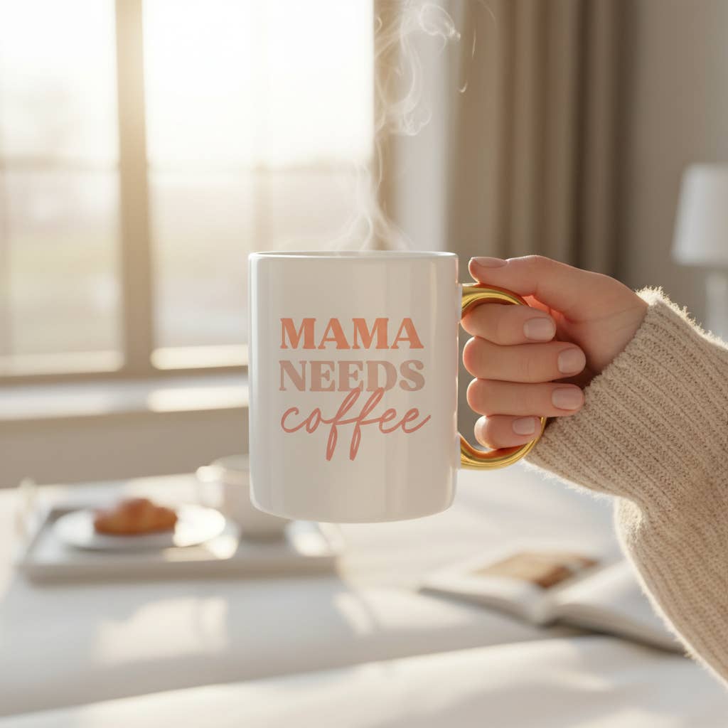 11 oz Cozy Cute Ceramic Mug–Mama Needs Coffee