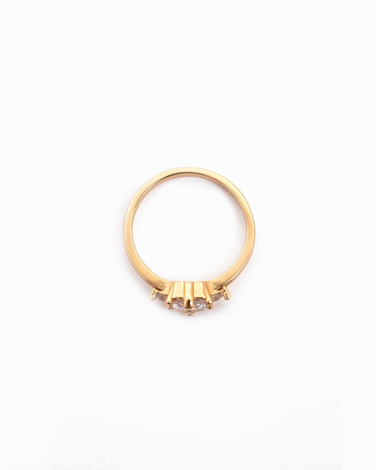 Princess Cut Square Crystal Ring: Gold