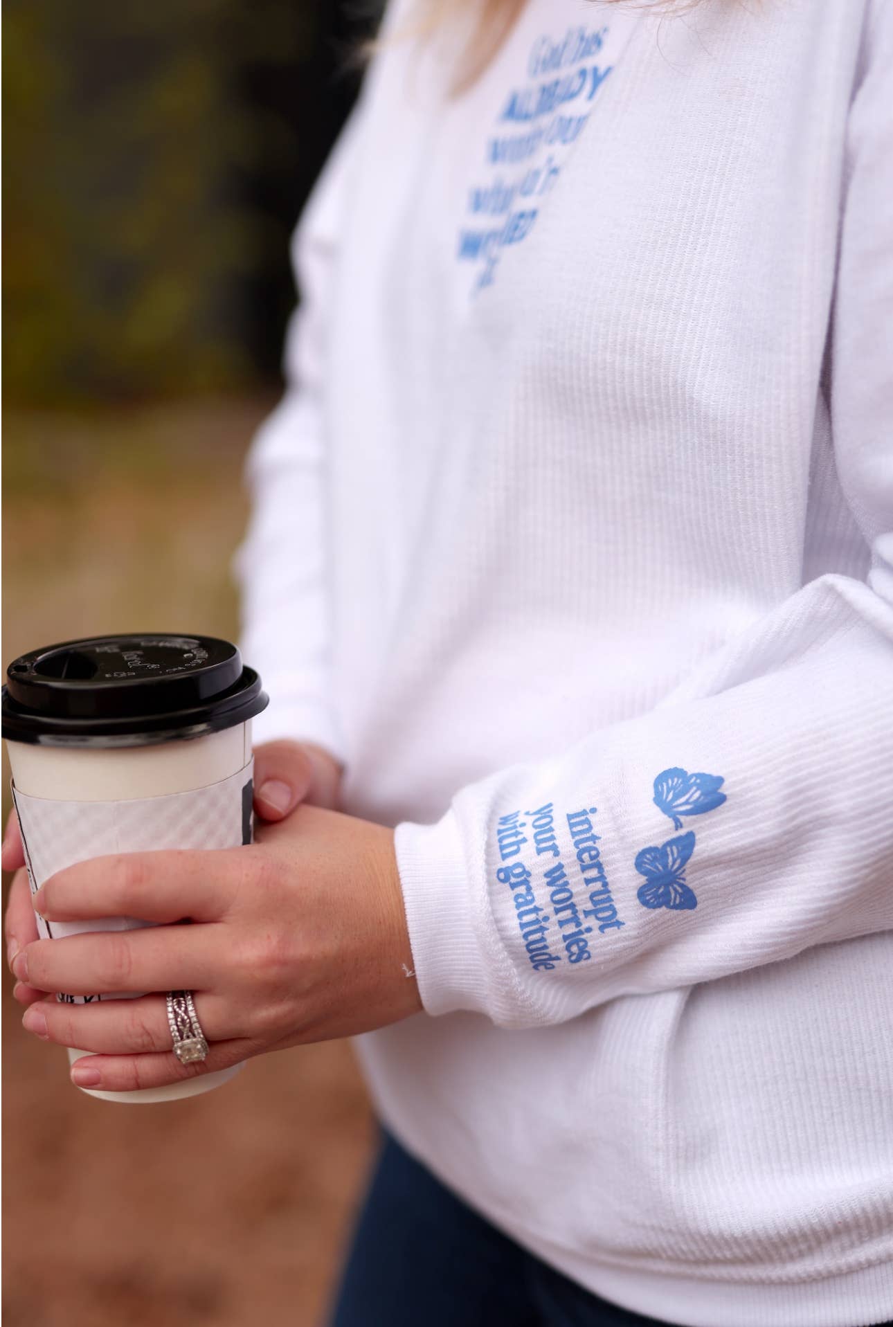 God Has You Butterflies - Corded Sweatshirt (White)
