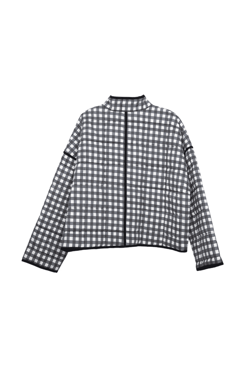 Hepburn Quilted Jacket: Black and White Checkered