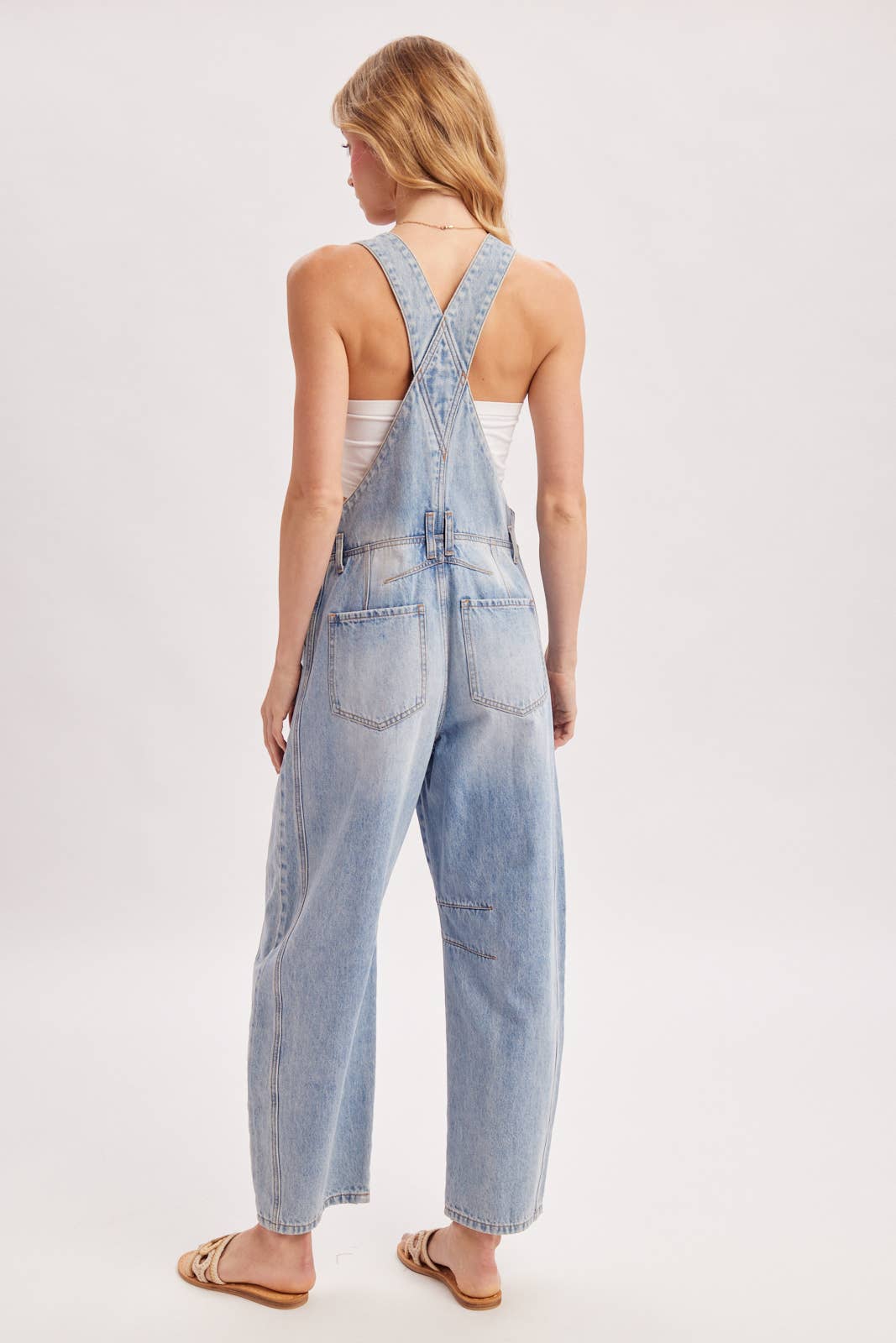 Denim Barrel Overalls: Lt Wash