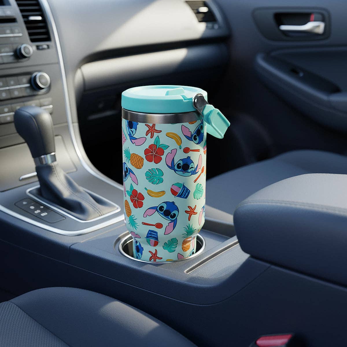 Lilo & Stitch All-Over Tropical Stitch Print Blue 40 Oz Stainless Steel Water Bottle