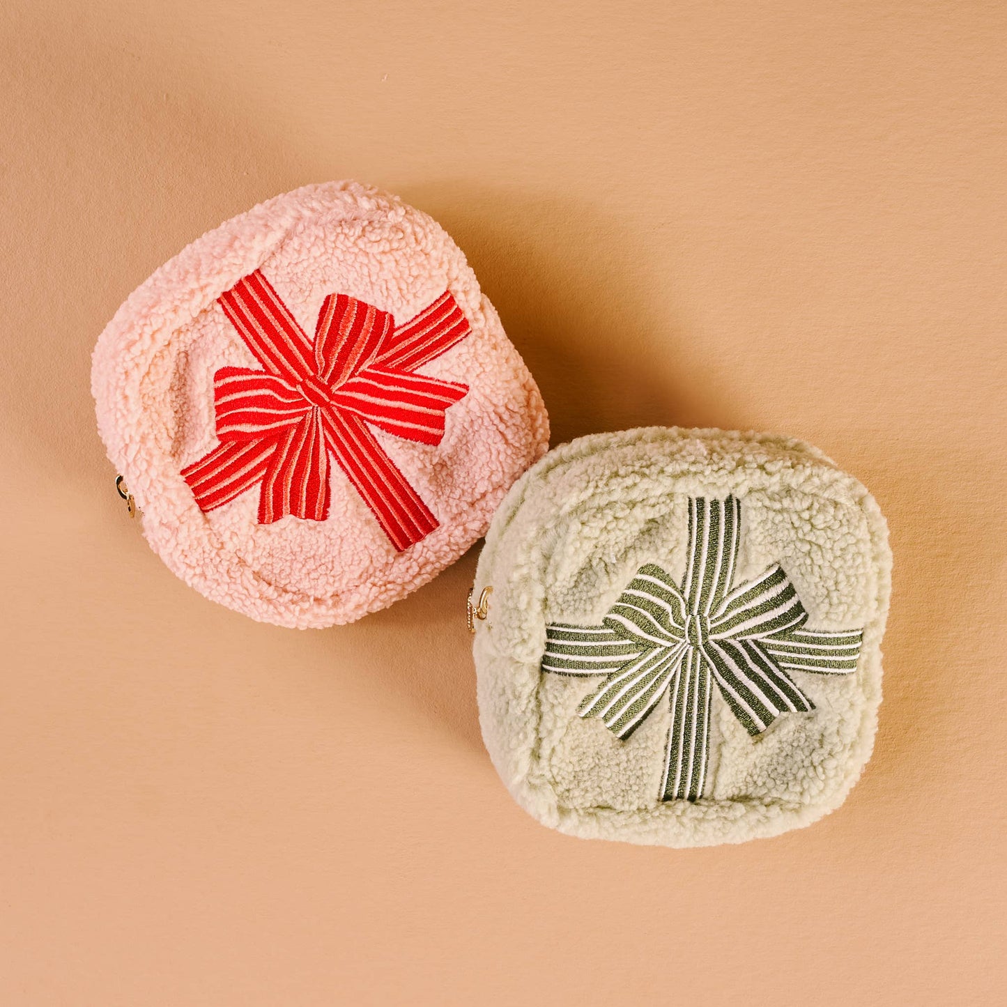 Teddy Pouch-Square Holiday Gift Bow Red