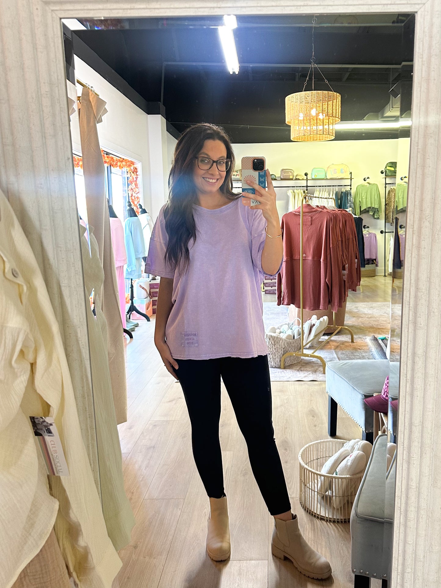 Not So Basic Mineral Wash Tee- Kindness Always Wins (lilac)