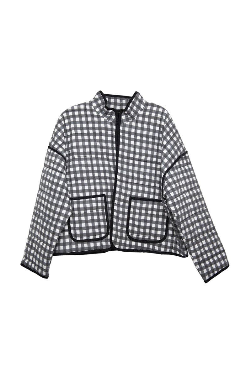 Hepburn Quilted Jacket: Black and White Checkered