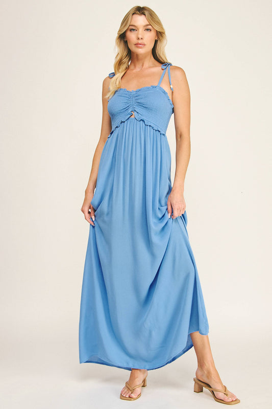 Summer Skies Soft Flow Rayon Maxi Dress - Ocean Blue