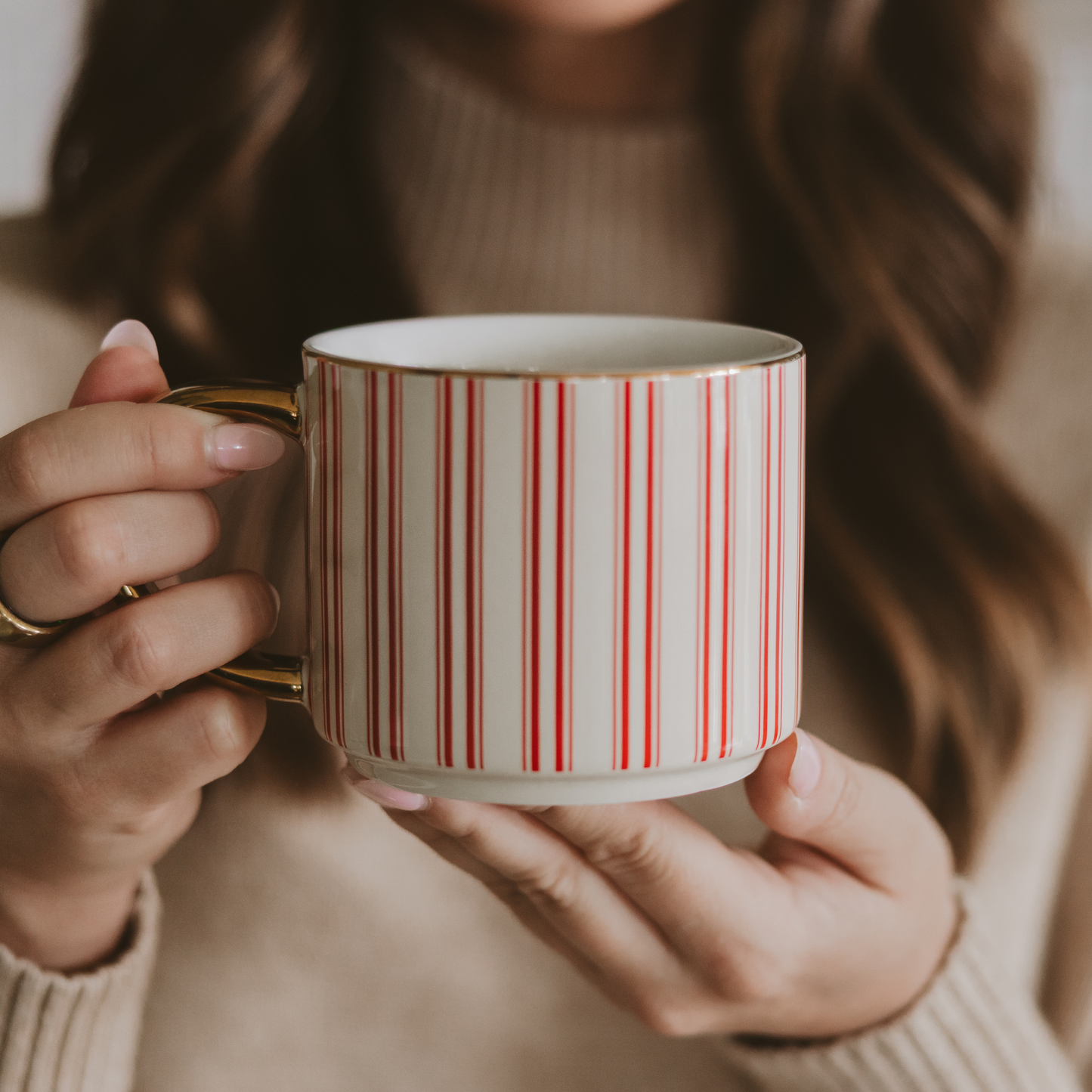 Red Stripe Coffee Mug - Christmas Decor and Gifts