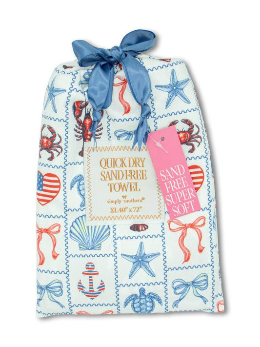 Simply Southern Quick Dry Towel - Lobster Patch