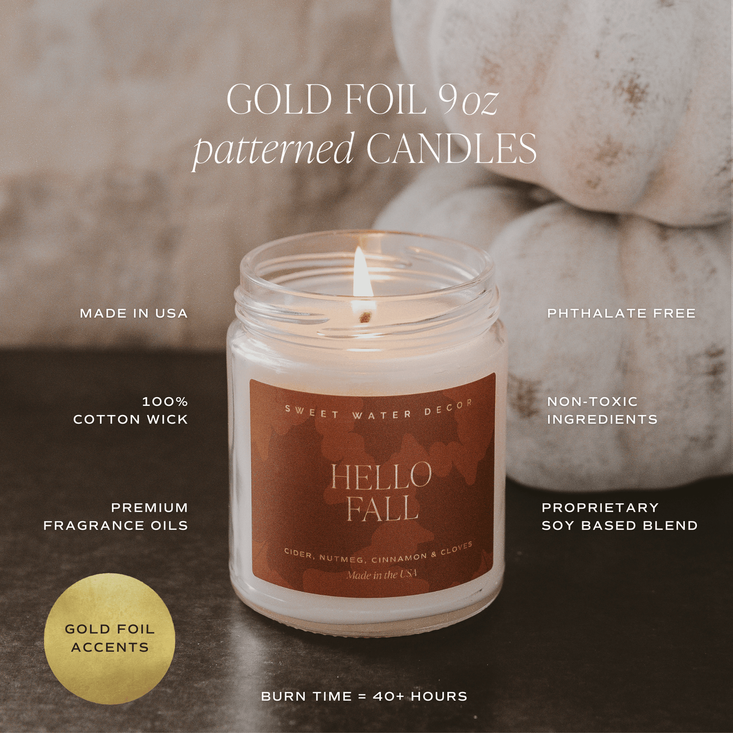 *NEW* Hello Fall 9 oz Soy Candle - Fall Decor & Gifts