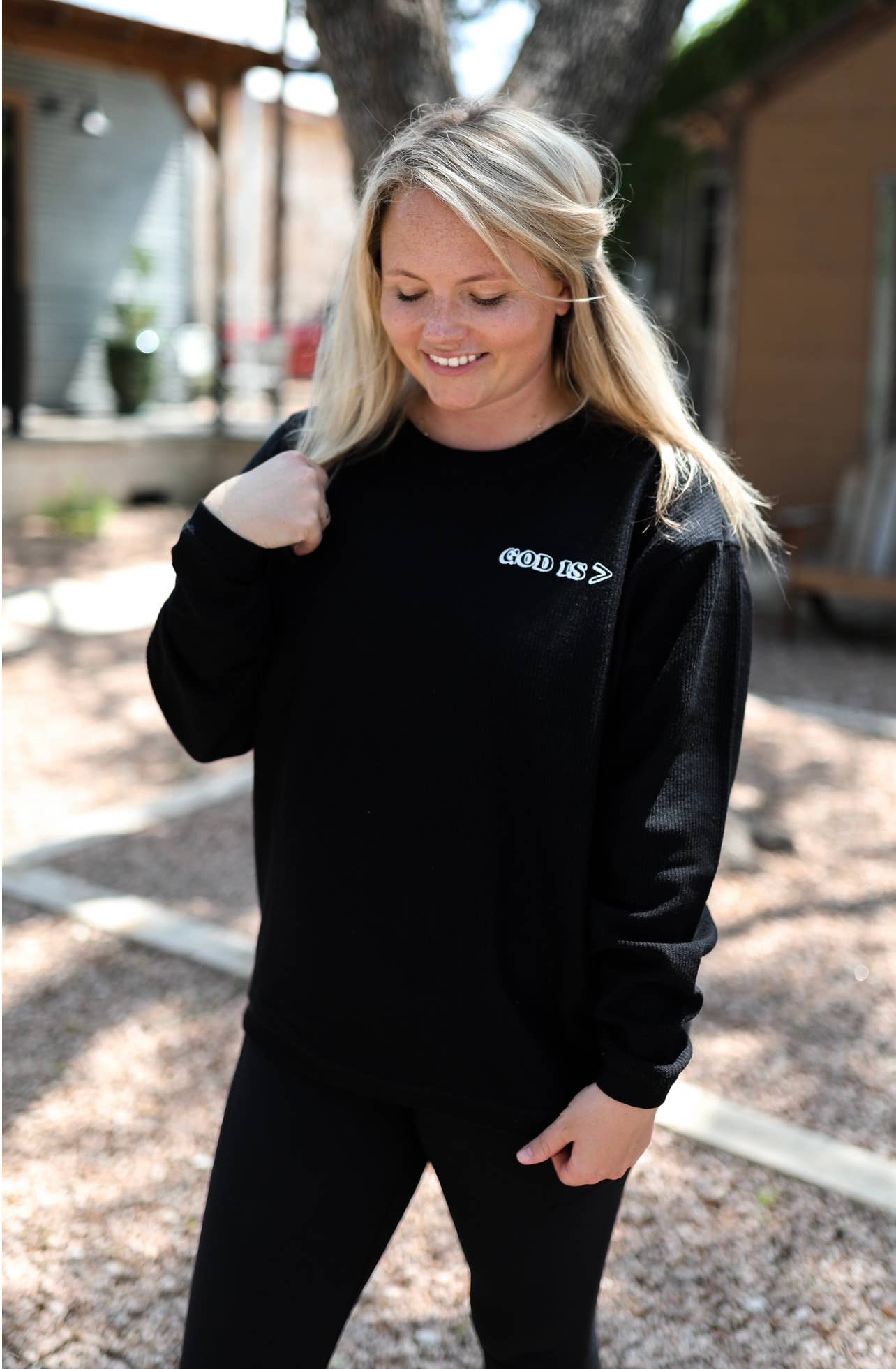 God is Greater - Puff Ink Corded Crew (black)