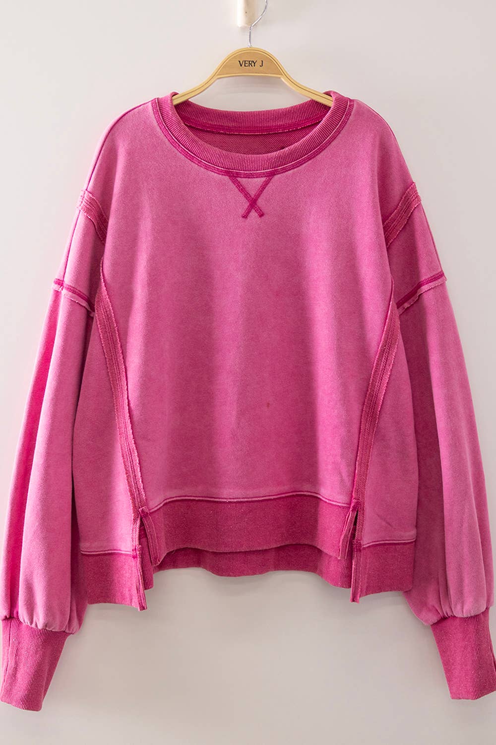 Vintage Washed Sweatshirt: Hot Pink