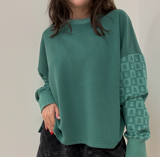 Day Off Sweatshirt - Holiday Tree (Tonal Green Tree)