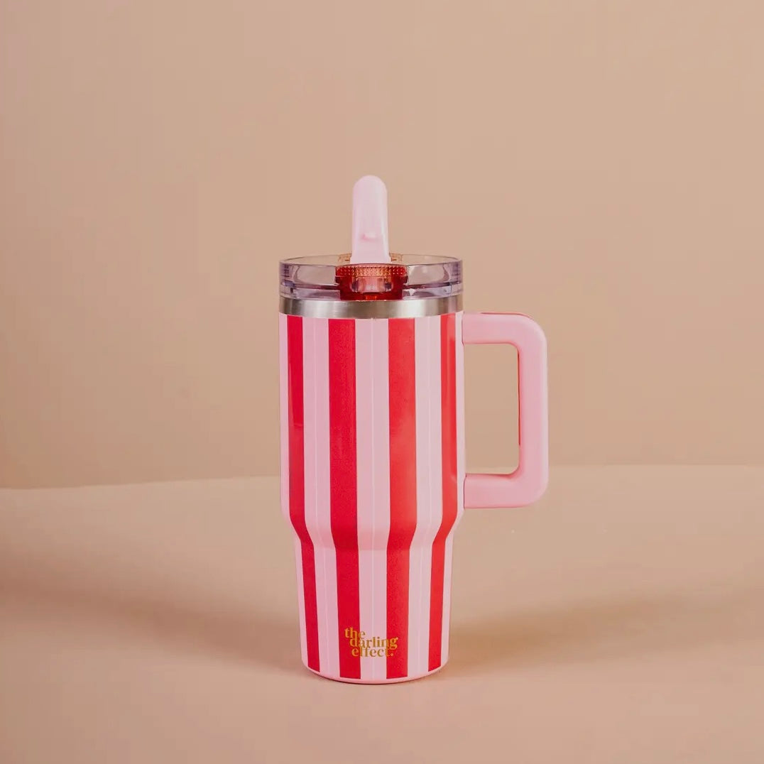 20 oz Lifestyle Flip Straw Tumbler-Peppermint Stripes