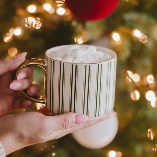 Green Stripe Coffee Mug - Christmas Decor & Gifts
