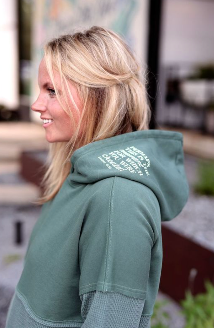 Hidden Message Waffle Hoodie - Perhaps This Moment (Olive)