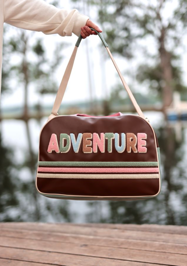 Weekender Duffle Bag- Adventure (Espresso/Cream/Sage/Pink)