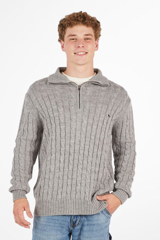 Simply Southern Men’s Grayson 1/4 Zip Sweater - Gray