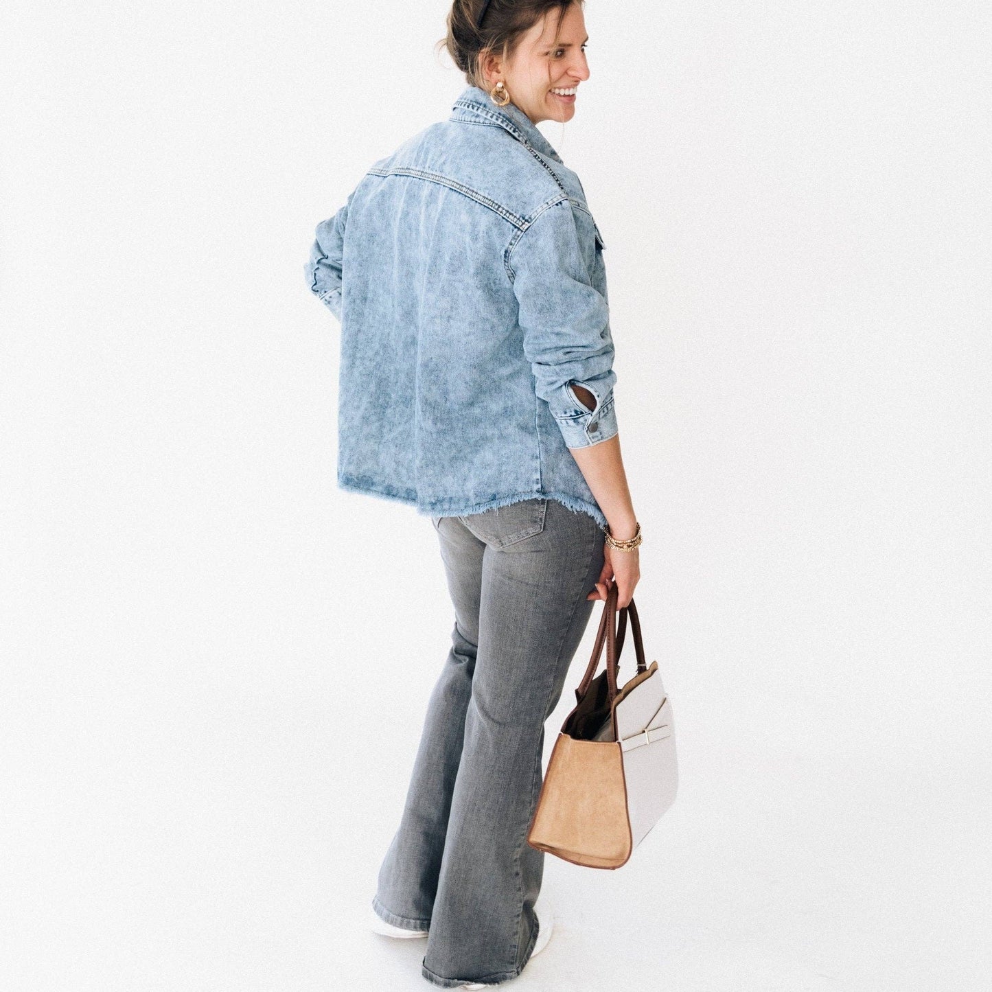 Blue Raw Hem Denim Jean Jacket