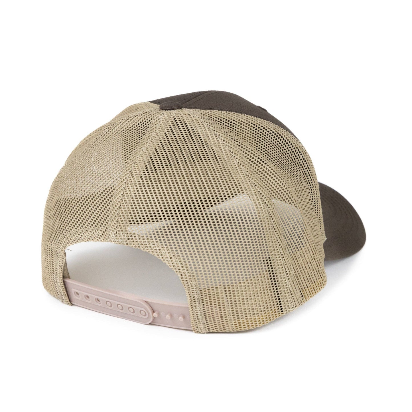 Coin Patch Trucker Hat: Brown/ Tan