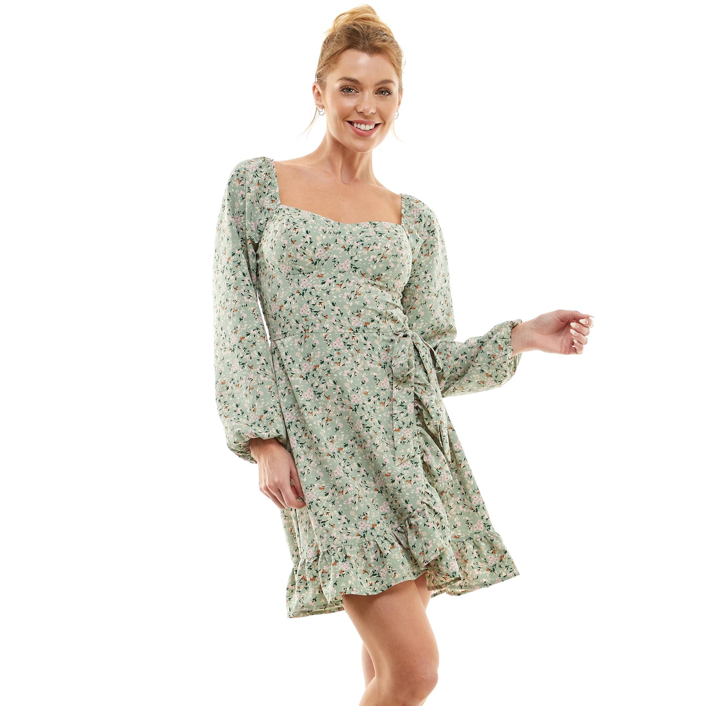 Wildflower Whisper Corset Wrap Dress: Sage