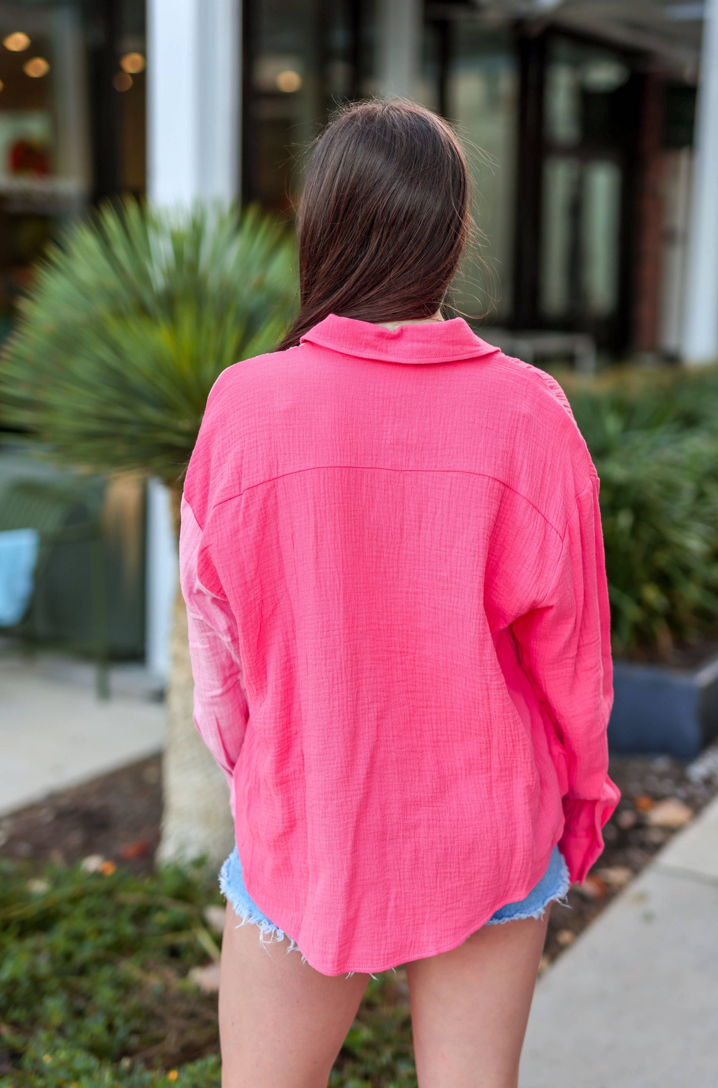 Everyday Gauze Top - Bright Coral Combo