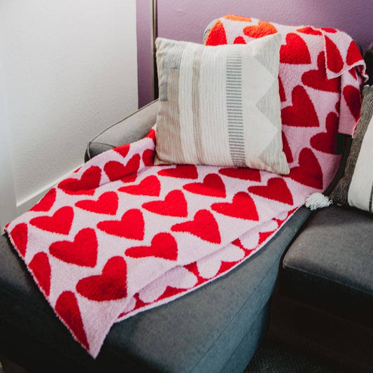 Girly Red Hearts Valentine's Day Oversized Throw Blanket: Teal