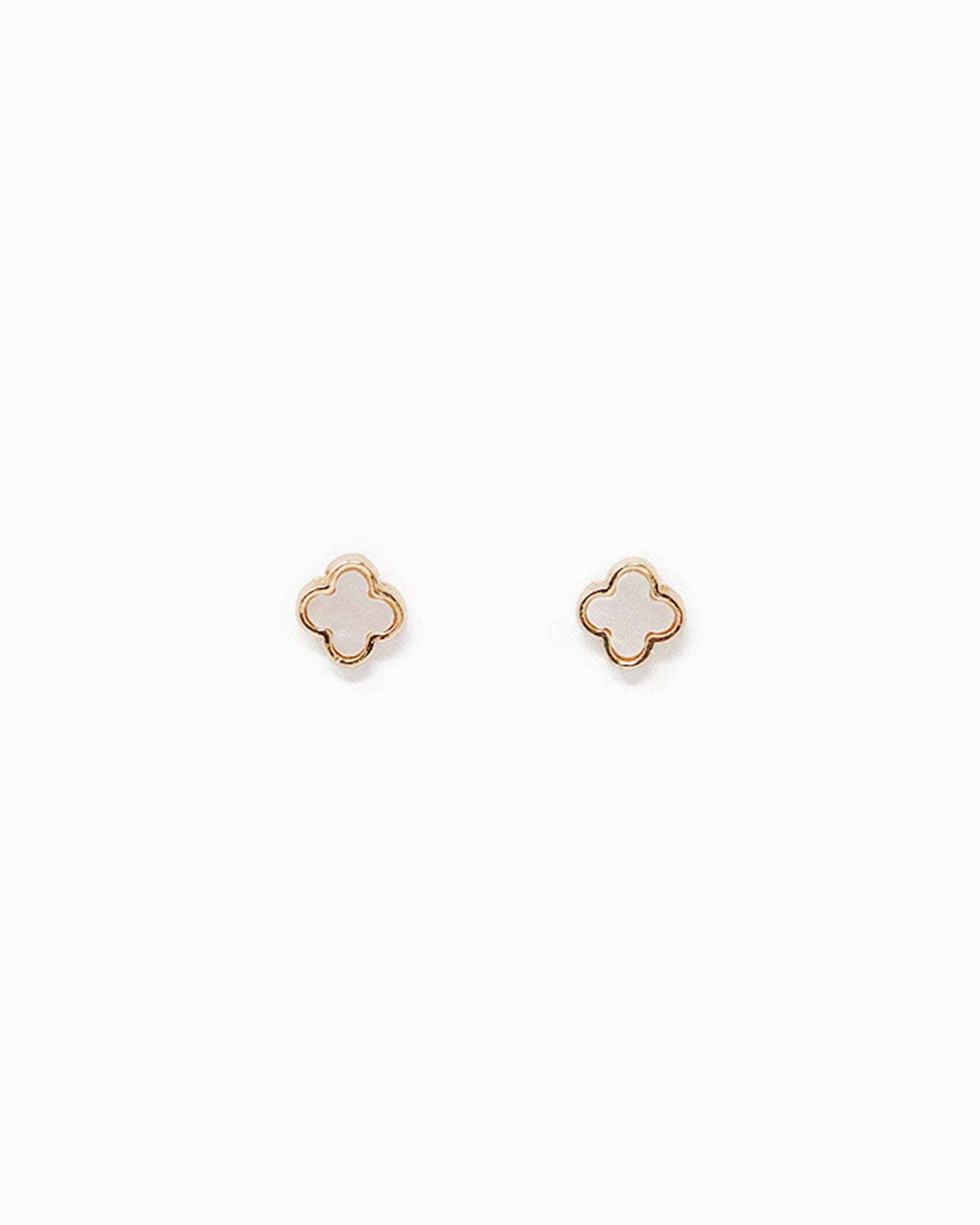 Mother of Pearl Clover Earring Set, Set of 3: White